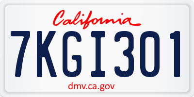 CA license plate 7KGI301
