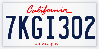 CA license plate 7KGI302