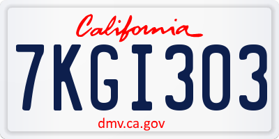 CA license plate 7KGI303
