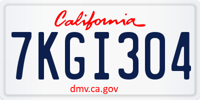 CA license plate 7KGI304