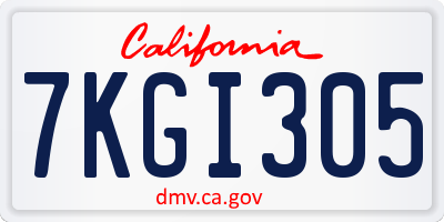 CA license plate 7KGI305