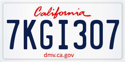 CA license plate 7KGI307