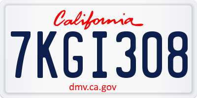 CA license plate 7KGI308