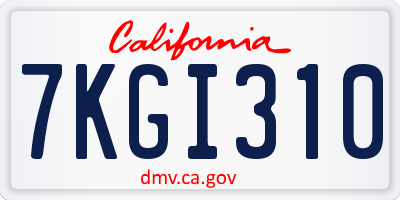 CA license plate 7KGI310