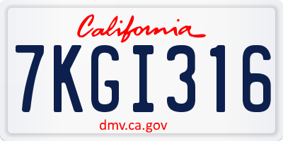 CA license plate 7KGI316
