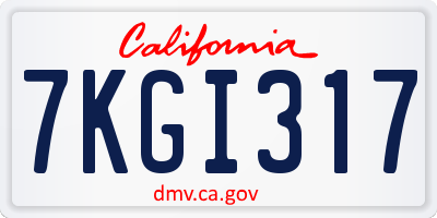 CA license plate 7KGI317