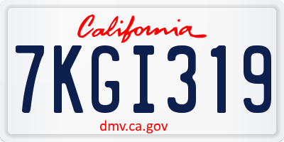CA license plate 7KGI319