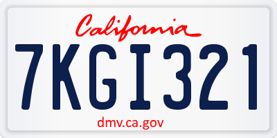 CA license plate 7KGI321