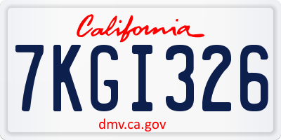 CA license plate 7KGI326
