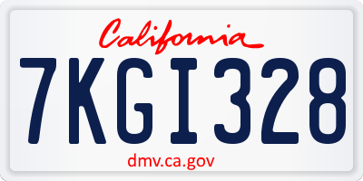 CA license plate 7KGI328