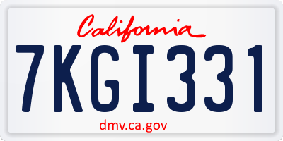 CA license plate 7KGI331