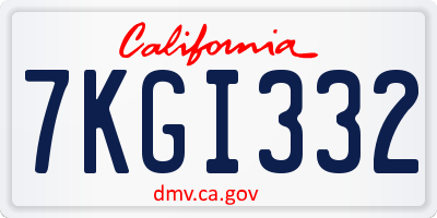 CA license plate 7KGI332