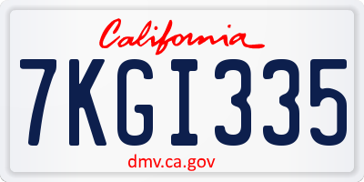 CA license plate 7KGI335