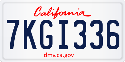 CA license plate 7KGI336