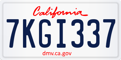 CA license plate 7KGI337