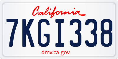 CA license plate 7KGI338