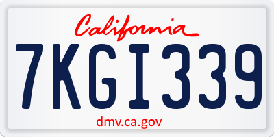 CA license plate 7KGI339