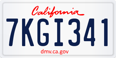 CA license plate 7KGI341
