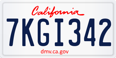 CA license plate 7KGI342
