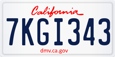 CA license plate 7KGI343