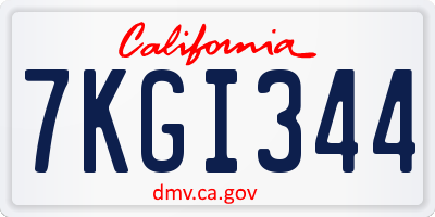 CA license plate 7KGI344