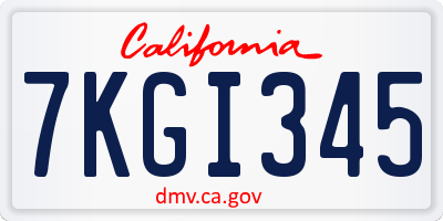 CA license plate 7KGI345