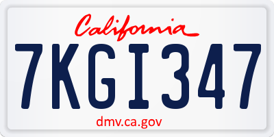 CA license plate 7KGI347