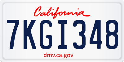 CA license plate 7KGI348