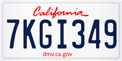 CA license plate 7KGI349