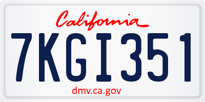 CA license plate 7KGI351