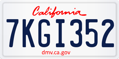 CA license plate 7KGI352