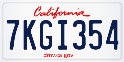 CA license plate 7KGI354