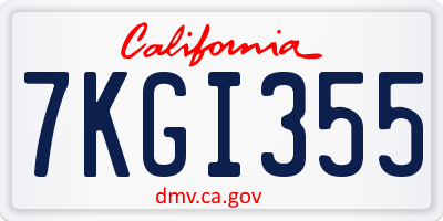 CA license plate 7KGI355