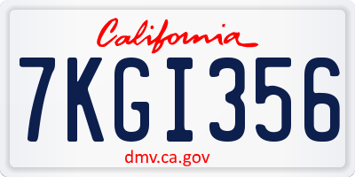 CA license plate 7KGI356