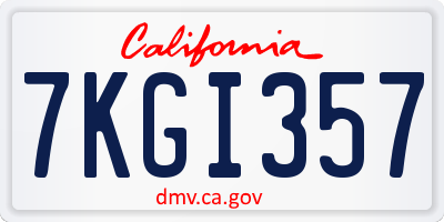 CA license plate 7KGI357