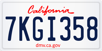 CA license plate 7KGI358