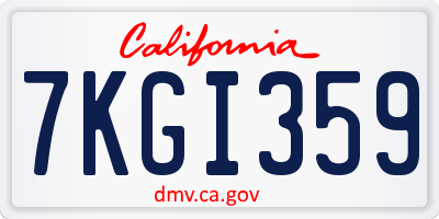CA license plate 7KGI359