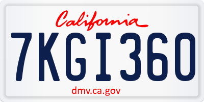 CA license plate 7KGI360