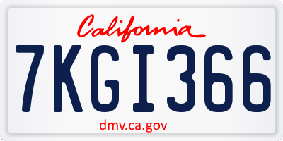 CA license plate 7KGI366