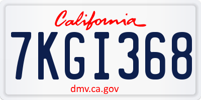 CA license plate 7KGI368