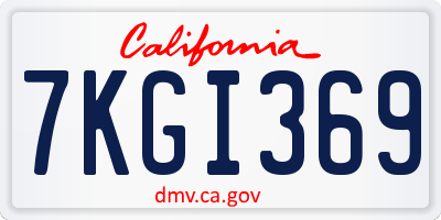 CA license plate 7KGI369