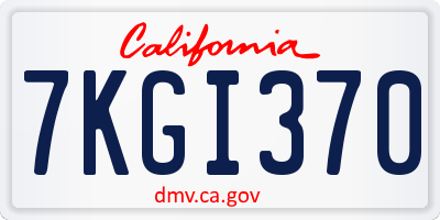 CA license plate 7KGI370