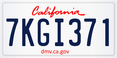 CA license plate 7KGI371