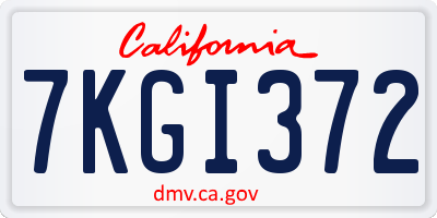 CA license plate 7KGI372