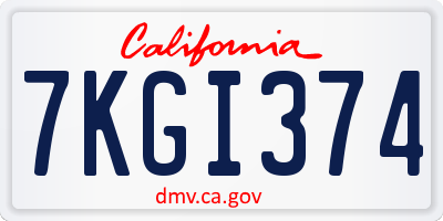 CA license plate 7KGI374