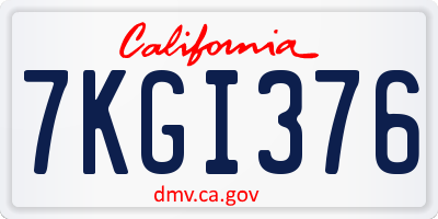 CA license plate 7KGI376