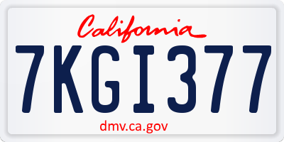 CA license plate 7KGI377