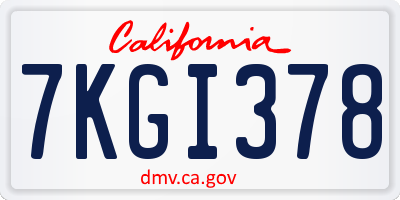 CA license plate 7KGI378