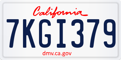 CA license plate 7KGI379