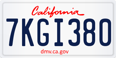 CA license plate 7KGI380